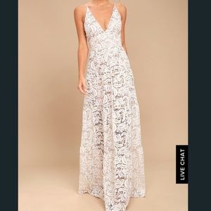 Lulus White Lace Maxi dress